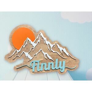 Custom Mountain Name Sign Kids Room & Nursery Wall Decor Wood Sign 16" x 11.5"